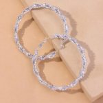 BRAIDED HOOP EARRINGS SILVER - Image 2