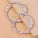 BRAIDED HOOP EARRINGS SILVER - Image 3