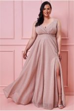 PLUS SIZE CROSS OVER SLEEVELESS LUREX MAXI DRESS