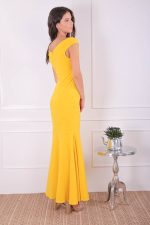 PLEATED WRAP HEM FRILL MAXI DRESS YELLOW - Image 4