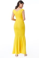 PLEATED WRAP HEM FRILL MAXI DRESS YELLOW - Image 7