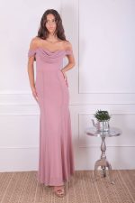CHIFFON COWL NECK MAXI DRESS ROSE - Image 2