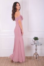 CHIFFON COWL NECK MAXI DRESS ROSE - Image 3
