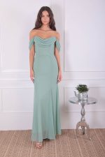 CHIFFON COWL NECK MAXI DRESS SAGE GREEN
