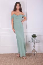 CHIFFON COWL NECK MAXI DRESS SAGE GREEN - Image 2