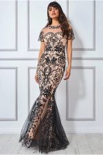 EMBROIDERED MESH  LACE MAXI WITH SCALLOPED HEM