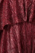 CRINKLE LUREX HIGH LOW LAYERED MIDI DRESS WINE RED - Image 4
