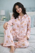 SATIN TEDDY PYJAMAS PINK - Image 2
