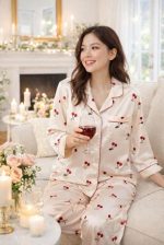 SATIN CHERIES PYJAMAS BEIGE - Image 3