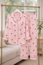 SATIN CHERIES PYJAMAS PINK