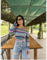 OFF SHOULDERS TOP BLUE - Image 6