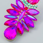 CRYSTAL GLASS EARRINGS FUSCIA - Image 2