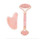 REAL ROSE QUARTZ BEAUTY ROLLER AND SCRAPER