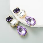GLASS CRYSTAL EARRINGS LILAC
