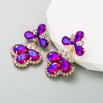 GLASS CRYSTAL EARRINGS PURPLE - Image 2