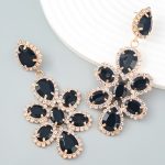 GLASS CRYSTAL EARRINGS BLACK - Image 2