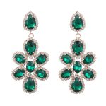 GLASS CRYSTAL EARRINGS GREEN