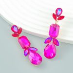 CRYSTAL STATEMENT EARRINGS ROSE RED