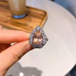 PEAR CUT CUBIC ZIRCON RING PINK - Image 2