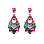 GLASS CRYSTAL DROP EARRINGS MULTICOLORED