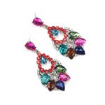 GLASS CRYSTAL DROP EARRINGS MULTICOLORED - Image 2