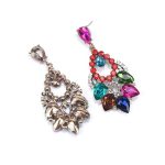 GLASS CRYSTAL DROP EARRINGS MULTICOLORED - Image 3