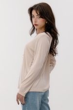 RIPP STYLE FABRIC TOP WITH COMPIMENTARY NECKLACE BEIGE - Image 4
