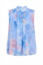 CHIFFON FLORAL TOP BLUE - Image 3