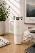 STAINLESS STEEL TUMBLER 1200ML WITH HANDLE BEIGE