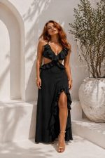 LONG DRESS WITH CUTOUTS BLACK