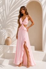LONG DRESS WITH CUTOUTS PINK