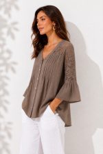 BOHO SHIRT WITH LACE BROWN - Image 2