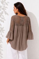 BOHO SHIRT WITH LACE BROWN - Image 3
