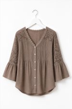 BOHO SHIRT WITH LACE BROWN - Image 4