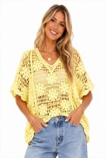 SUMMER COTTON KNIT TOP  YELLOW