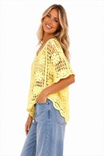 SUMMER COTTON KNIT TOP  YELLOW - Image 4