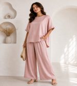 TWO PIECE SET TOP  TROUSERS PINK