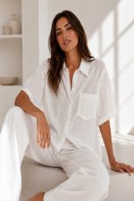 SHIRT WITH GLITTER STRIPE WHITE - Image 2