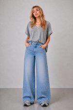 WIDE LEG BLUE JEANS HIGH RISE
