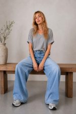WIDE LEG BLUE JEANS HIGH RISE - Image 4