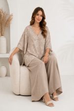 TOP AND TROUSERS SET BEIGE - Image 2