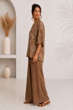 TOP AND TROUSERS SET BROWN - Image 2