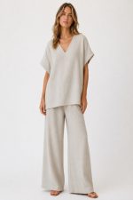 TOP AND TROUSERS SET BEIGE