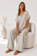 TOP AND TROUSERS SET BEIGE - Image 3