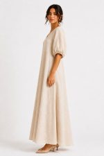 MAXI LOOSE FIT SUMMER DRESS BEIGE - Image 2