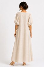 MAXI LOOSE FIT SUMMER DRESS BEIGE - Image 3