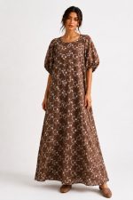 MAXI LOOSE FIT SUMMER DRESS BROWN