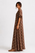 MAXI LOOSE FIT SUMMER DRESS BROWN - Image 2