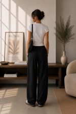 CASUAL TROUSERS WITH DRAW STRING DETAIL BLACK - Image 3