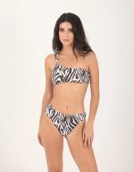 TOP ONE SHOULDER W/DOUBLE STRAP HOOK ZEBRA BROWN